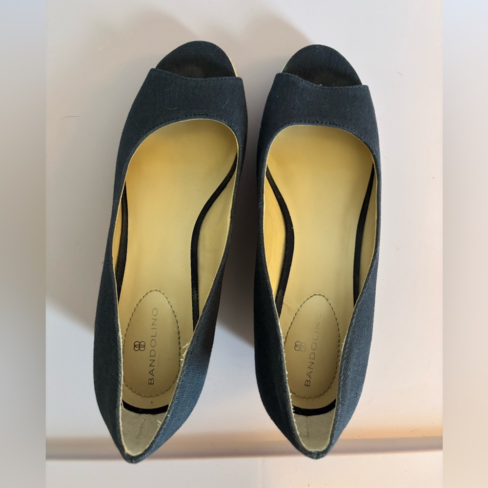 Bandolino Nuri Peep Toe Espadrille Wedge Pump Navy Blue - Size 8.5 - Picture 10 of 11